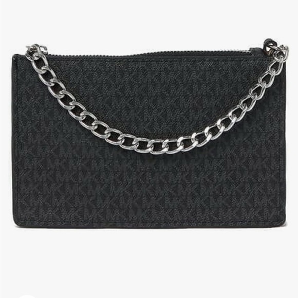 MICHAEL KORS MK FANNY PACK BELT WITH PULL CHAIN, BLACK/GREY - Picture 2 of 7